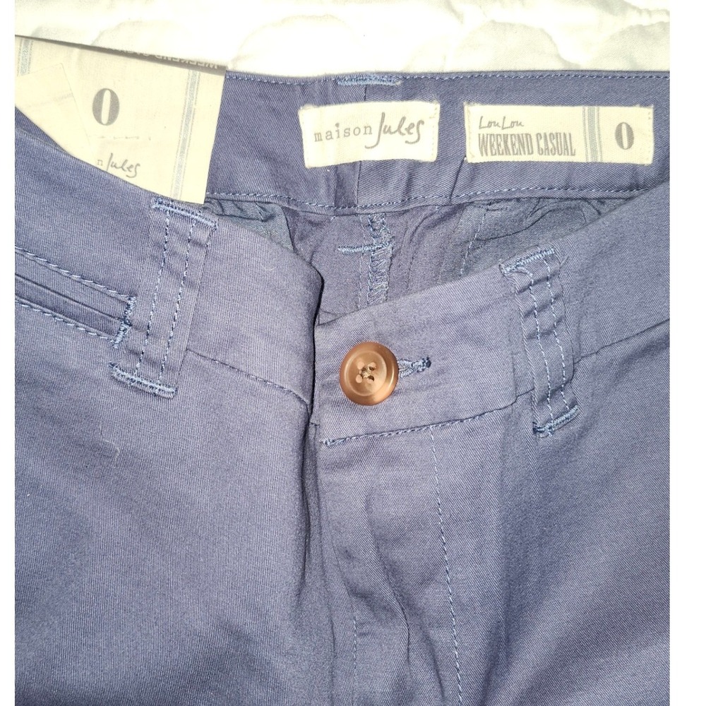 Maison Jules Lou Lou Weekend Casual Pants Blue Indigo Mid Rise Ankle Cuffed NWT - Picture 3 of 5